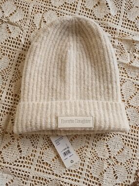 Favorite Daughter Ribbed Logo Beanie - Ivory